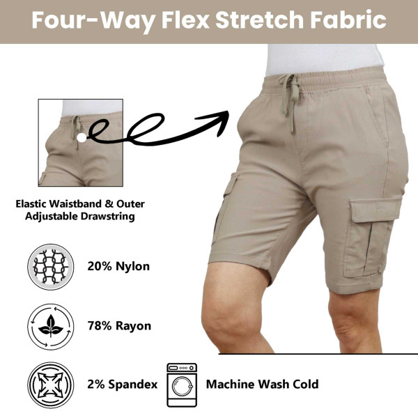 Women’s Flex Cargo Shorts with Elastic Waistband product image