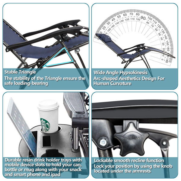 Zero Gravity Chair with Pillow and Cup Holder (2-Pack) product image