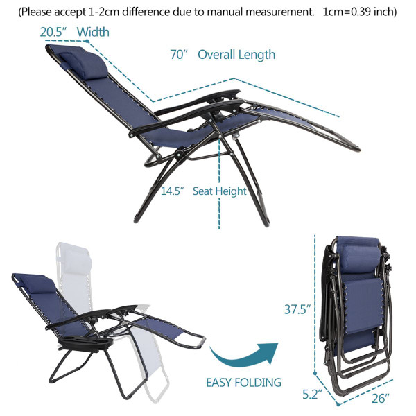 Zero Gravity Chair with Pillow and Cup Holder (2-Pack) product image