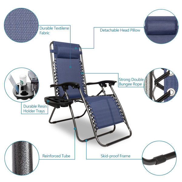 Zero Gravity Chair with Pillow and Cup Holder (2-Pack) product image
