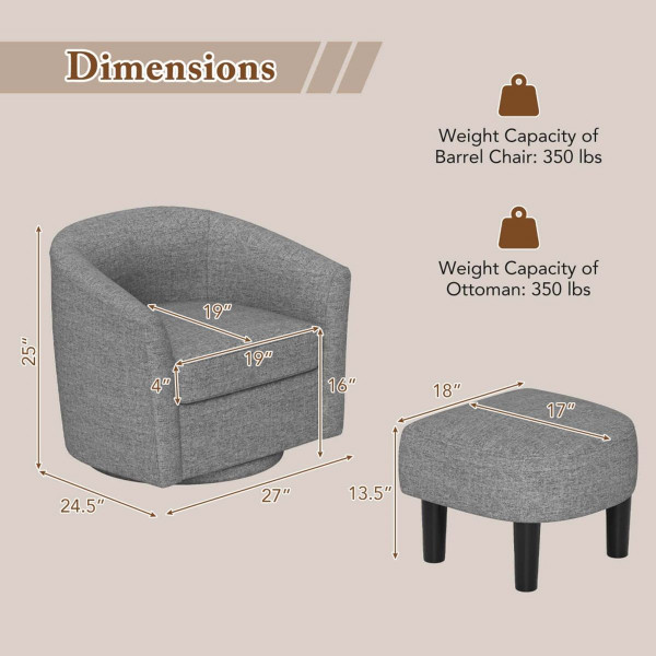 Swivel Barrel Chair with Ottoman product image