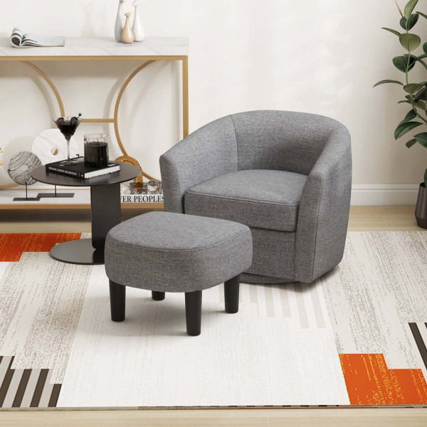 Swivel Barrel Chair with Ottoman product image