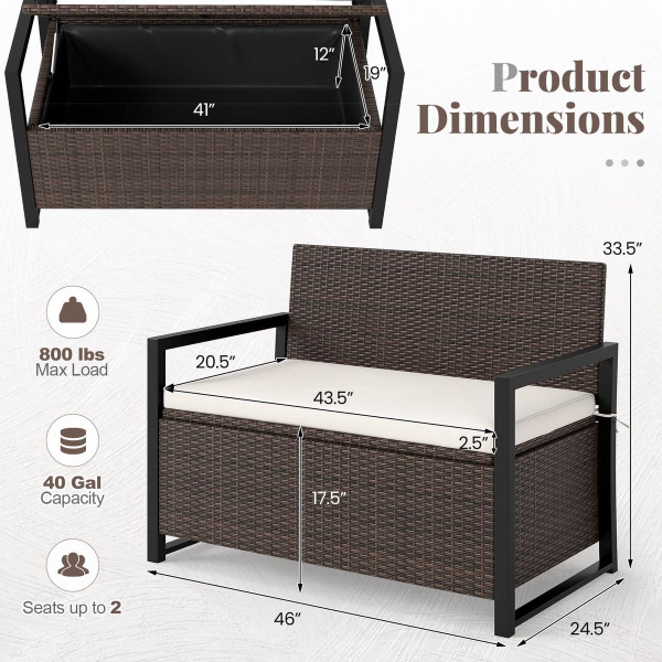 Rattan Loveseat with Inclined Backrest and Under-Seat Storage product image
