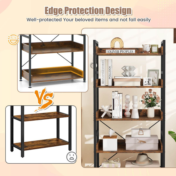 5-Tier Storage Rack with 4 Hooks and Adjustable Footpads (1- or 2-Pack) product image