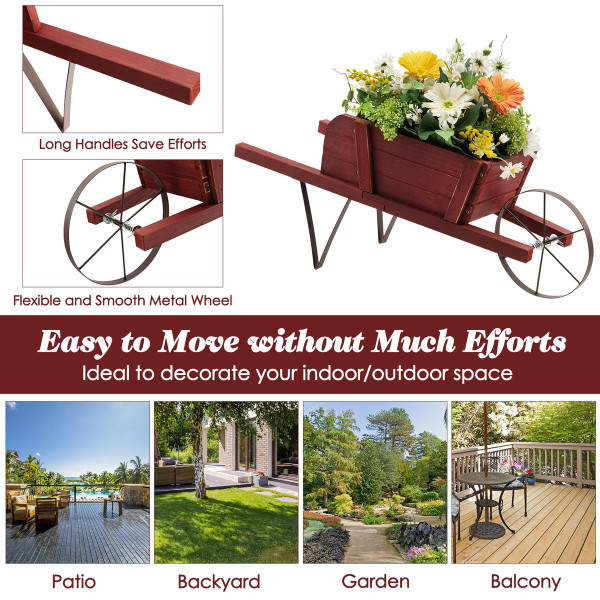 Wooden Wagon Planter with 9 Holiday Magnets product image