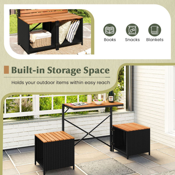 2-in-1 Outdoor Convertible Bench with Built-in Storage Space product image