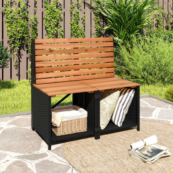 2-in-1 Outdoor Convertible Bench with Built-in Storage Space product image