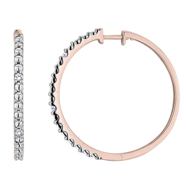 Diamond Hoop Earrings in Sterling Silver with Rose Gold Plating product image