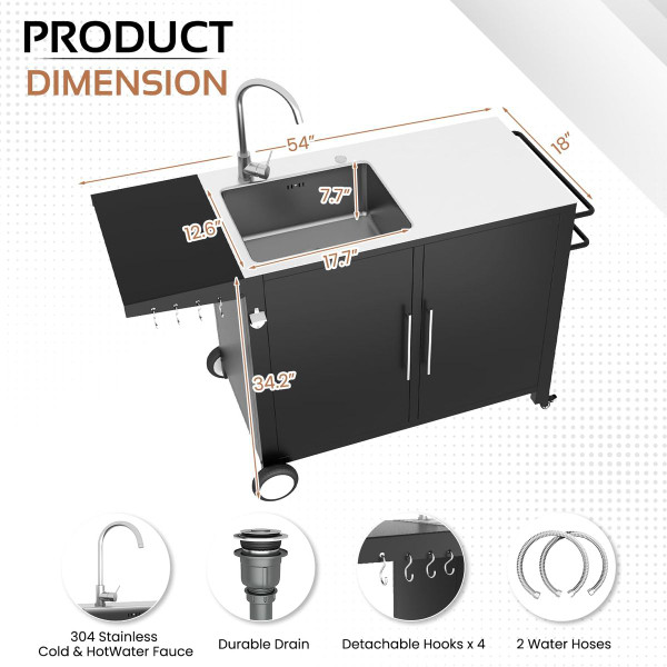 Outdoor Stainless Steel Grill Prep Table Cabinet   product image