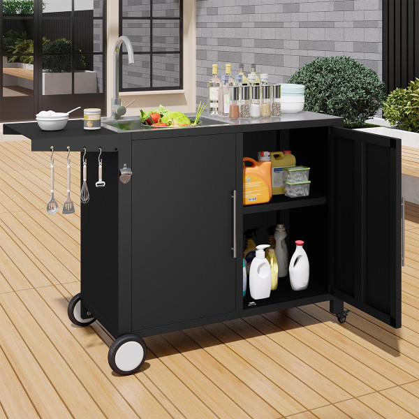 Outdoor Stainless Steel Grill Prep Table Cabinet   product image