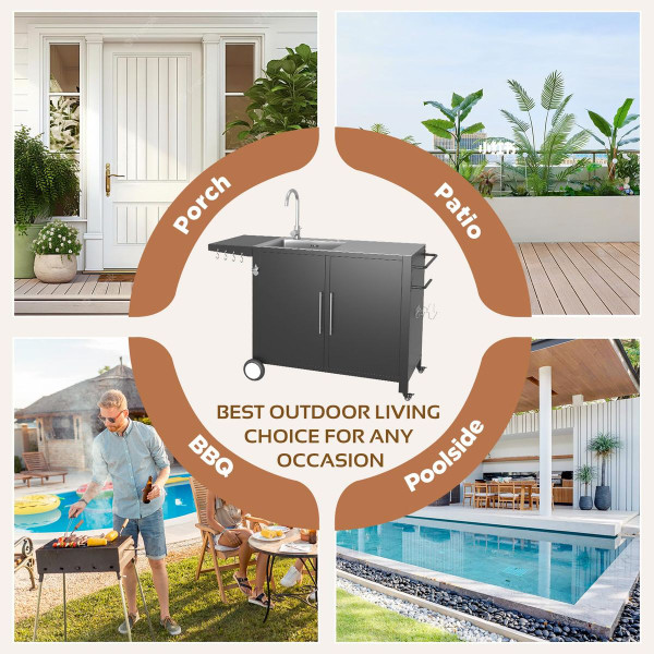 Outdoor Stainless Steel Grill Prep Table Cabinet   product image