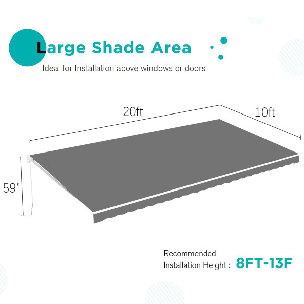 20'×10' Manual Retractable Awning  product image