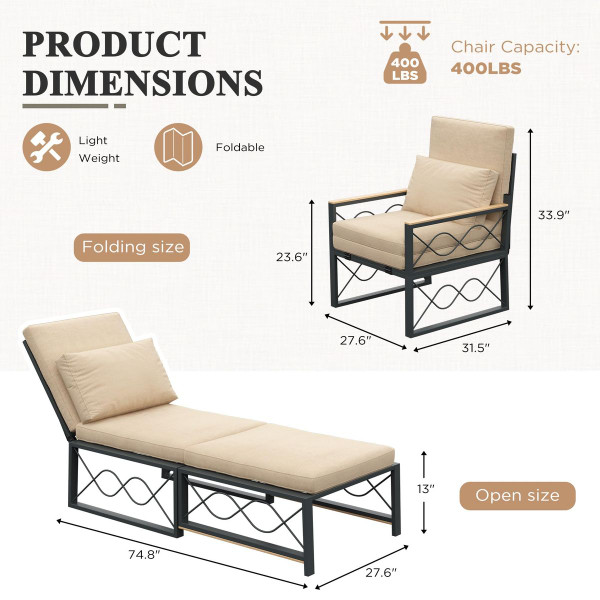 Outdoor Convertible Chaise Lounge Chair product image