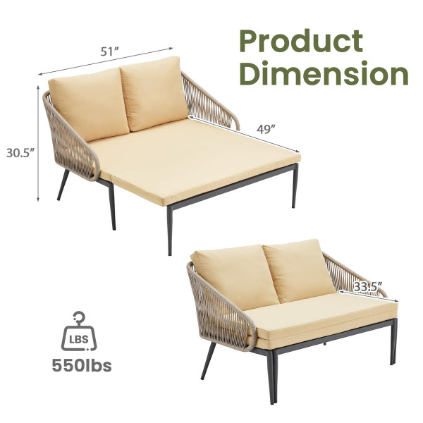 Outdoor Convertible Double Chaise Lounge Chair product image