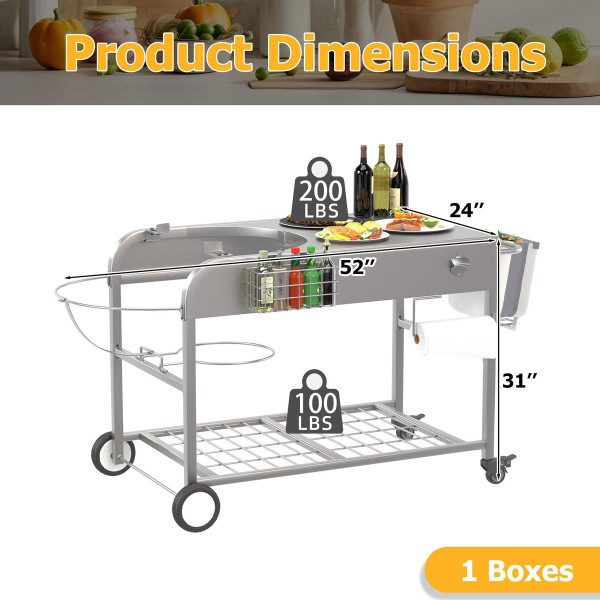 Outdoor Grill Table with Wheels product image