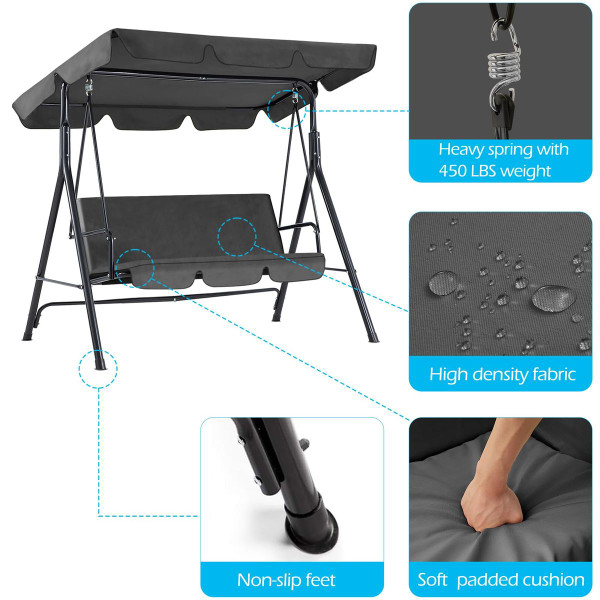 3-Seat Glider Outdoor Patio Swing with Canopy product image
