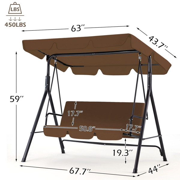 3-Seat Glider Outdoor Patio Swing with Canopy product image