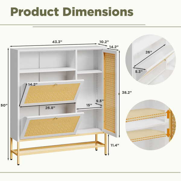 Shoe Storage Cabinet with 2 Flip Drawers product image