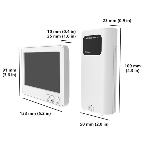 Indoor Outdoor Thermometer Wireless, 5 Inch Display Digital Hygrometer Thermometer Monitor with Sensor and Weather Station, White product image