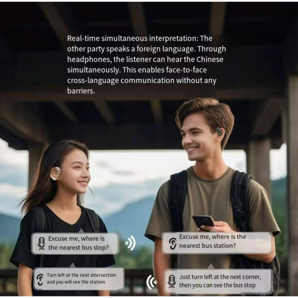 Ai Translating Ear Buds,Wireless Bluetooth Earphone 144 Languages Real Time Language Translator,For Travel Business Learning Color Black product image