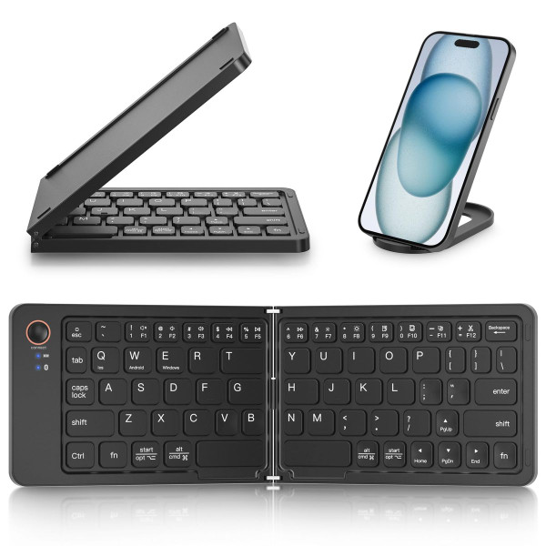 Portable Bluetooth Folding Keyboard for IOS/Android/Windows Tablet Mobile Phone Portable Keyboard Computer Accessories Color Black product image
