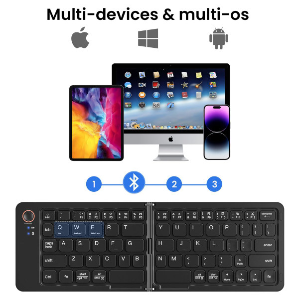 Portable Bluetooth Folding Keyboard for IOS/Android/Windows Tablet Mobile Phone Portable Keyboard Computer Accessories Color Black product image