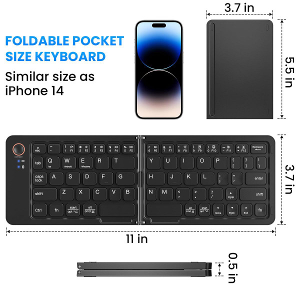 Portable Bluetooth Folding Keyboard for IOS/Android/Windows Tablet Mobile Phone Portable Keyboard Computer Accessories Color Black product image