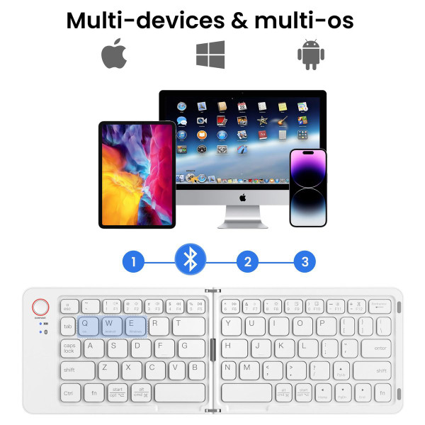 Portable Bluetooth Folding Keyboard for IOS/Android/Windows Tablet Mobile Phone Portable Keyboard Computer Accessories Color White product image