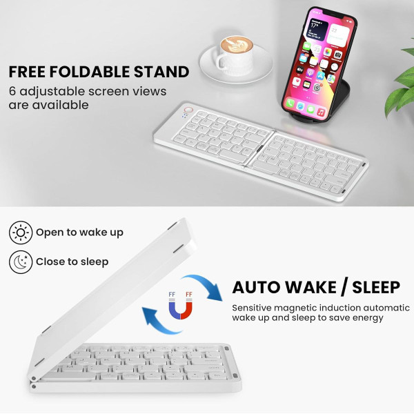 Portable Bluetooth Folding Keyboard for IOS/Android/Windows Tablet Mobile Phone Portable Keyboard Computer Accessories Color White product image
