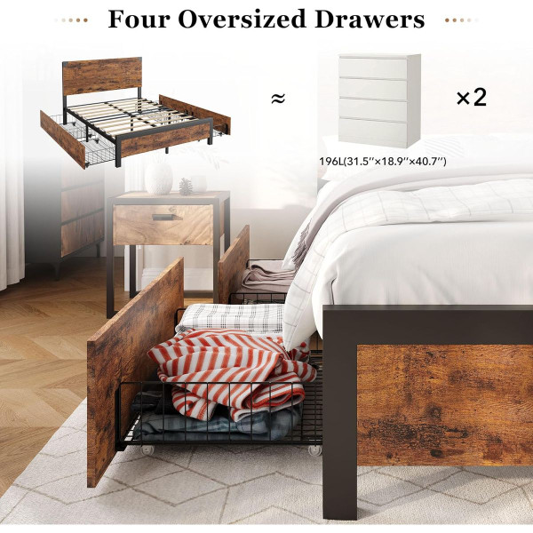 Bed Frame with 4 Storage Drawers product image