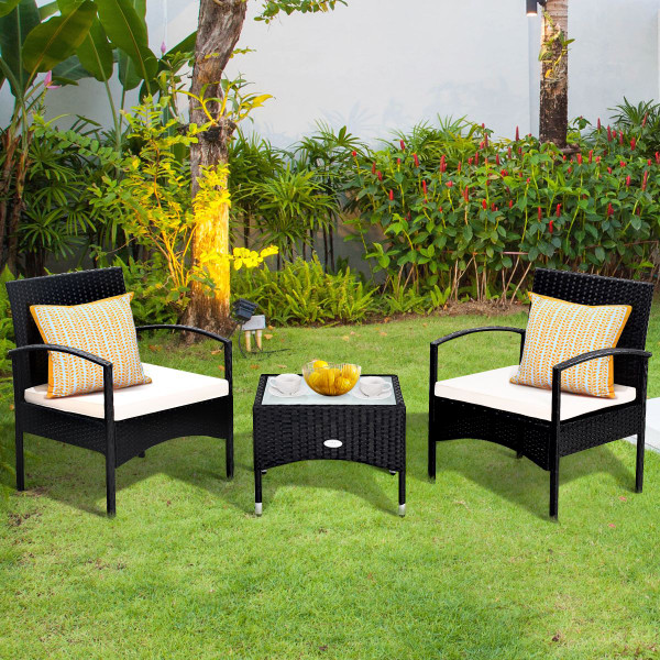 3-Piece Patio Rattan Furniture Set with Coffee Table product image