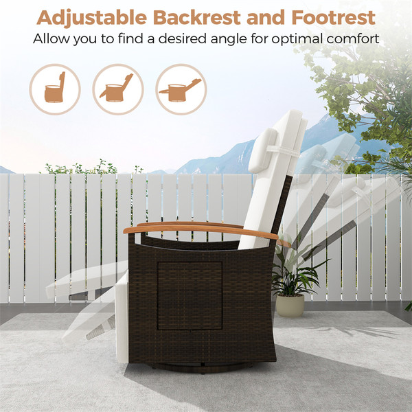 Outdoor 360° Swivel Rattan Recliner Chair product image