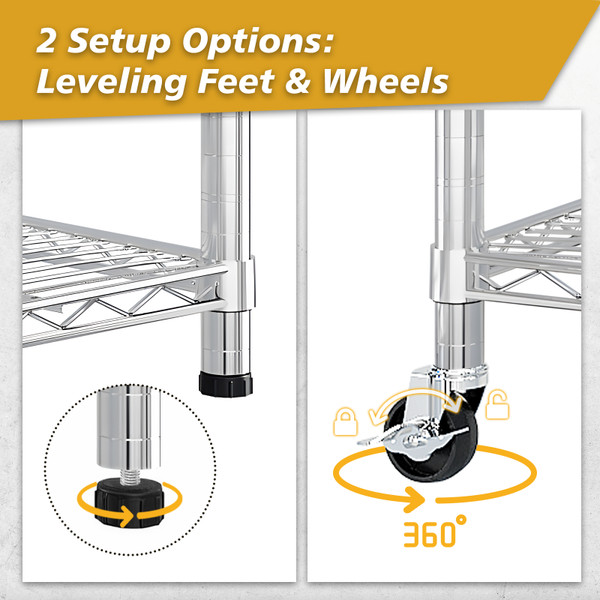 Wire Shelving Unit with Wheels and Metal Shelves product image