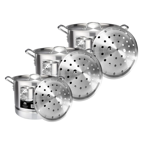 6-Piece Aluminum Stock Pot Set with Lid and Steamer Insert product image