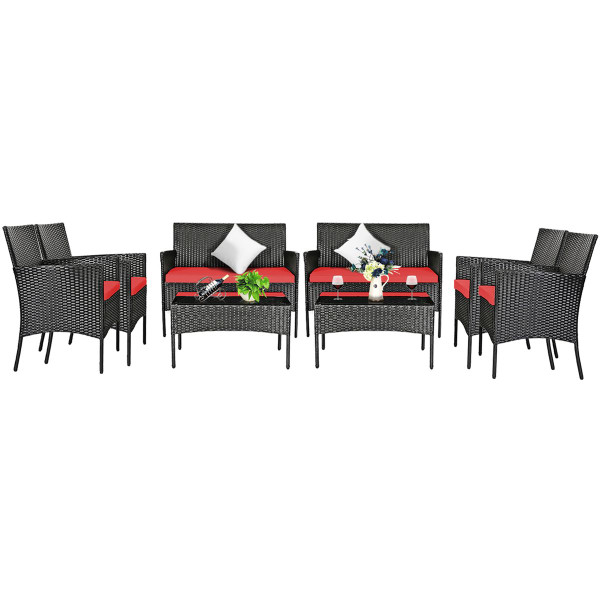 Rattan Outdoor 8-Piece Beige Cushion Patio Set product image