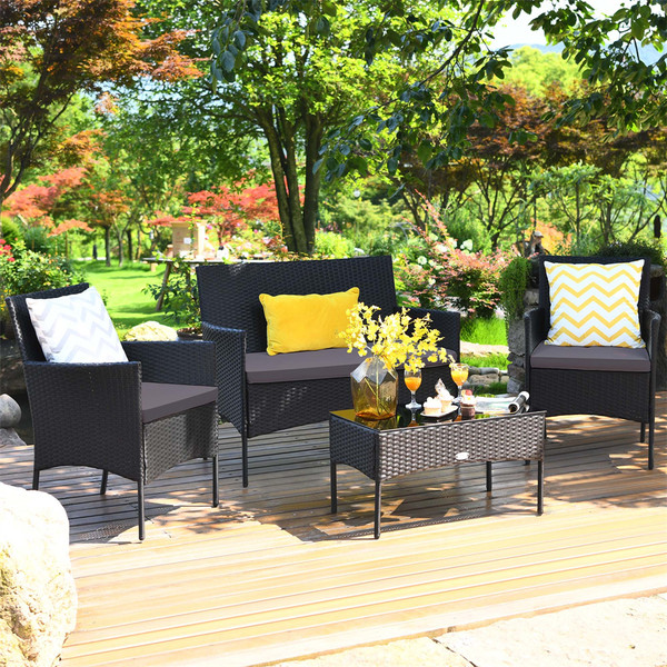 Rattan Outdoor 8-Piece Beige Cushion Patio Set product image