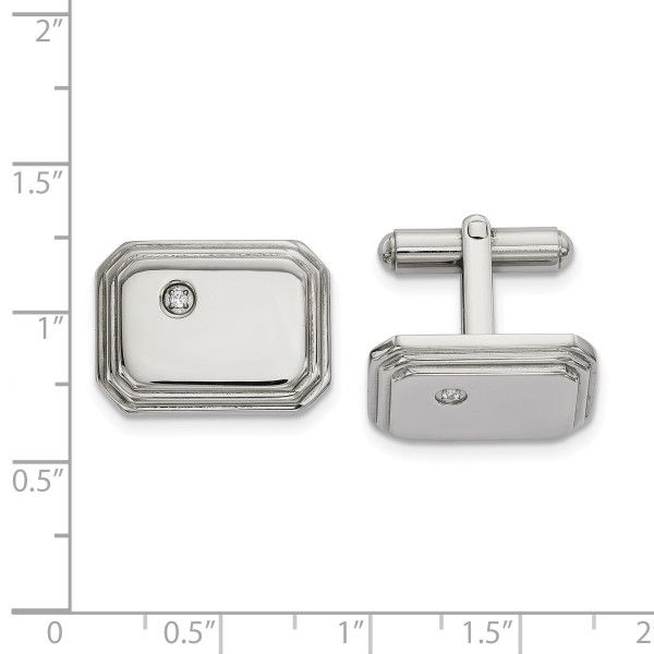 Stainless Steel Polished CZ Cufflinks product image