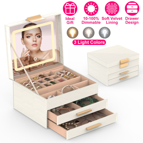 Laromni Jewelry Box with LED Mirror product image