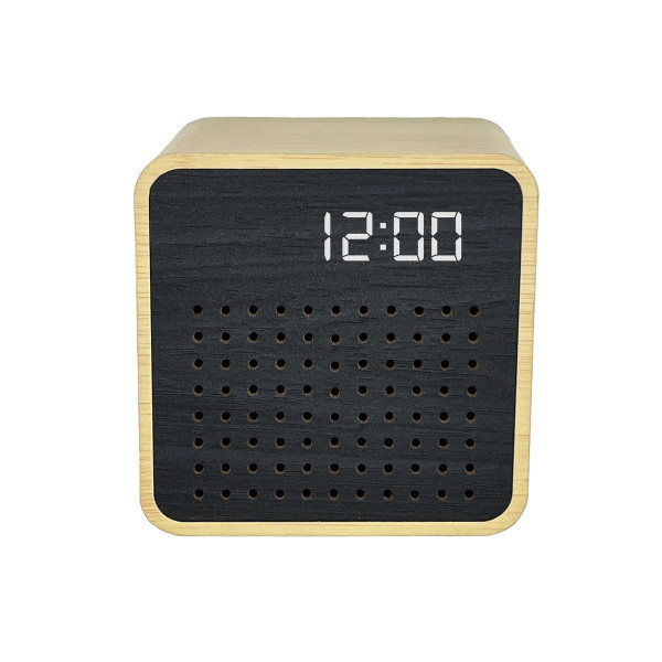 Retro Mini Wooden Bluetooth Speaker with Alarm Clock and Sound Activation product image