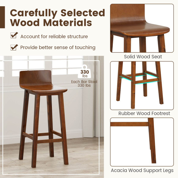 29" Mid Century Wood Bar Stools (Set of 2 or 4) product image