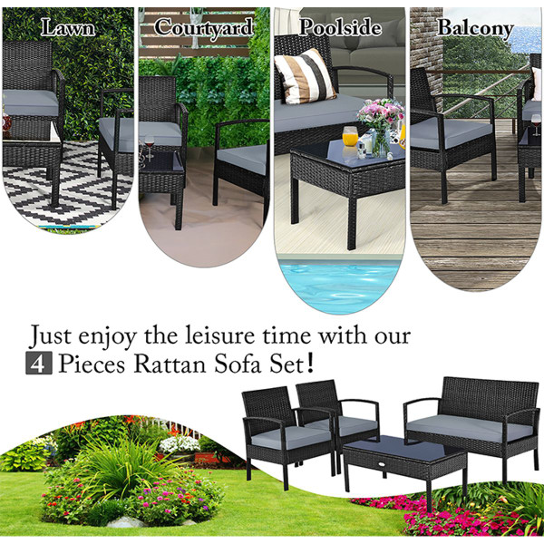 Rattan Cushioned Patio Furniture Set product image