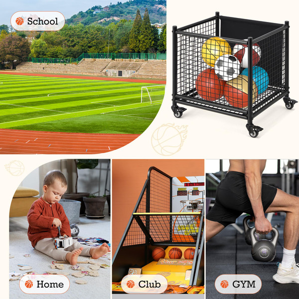 Rolling Basketball Bin with Wheels product image Rolling Basketball Bin with Wheels product image