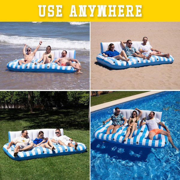 3-Person Pool Float with Handles and Cup Holders product image