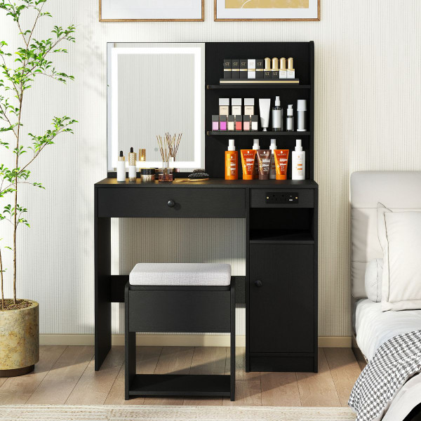 Vanity Mirror Desk Set with Built-in Charging Station product image