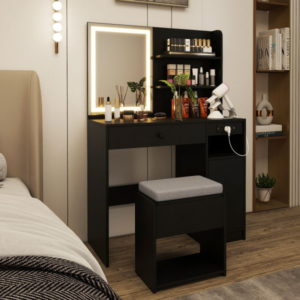 Vanity Mirror Desk Set with Built-in Charging Station product image