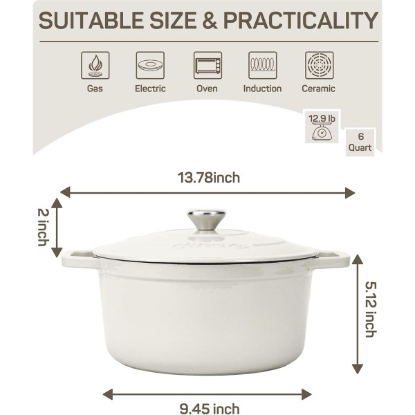 6 QT Enameled Dutch Oven Pot with Lid product image