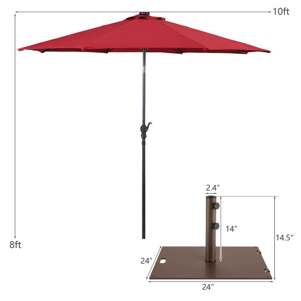 10-foot Outdoor Patio Umbrella with Solar Lights and Stand product image