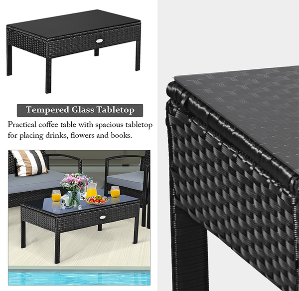 Black Rattan 4-Piece Patio Furniture Set product image