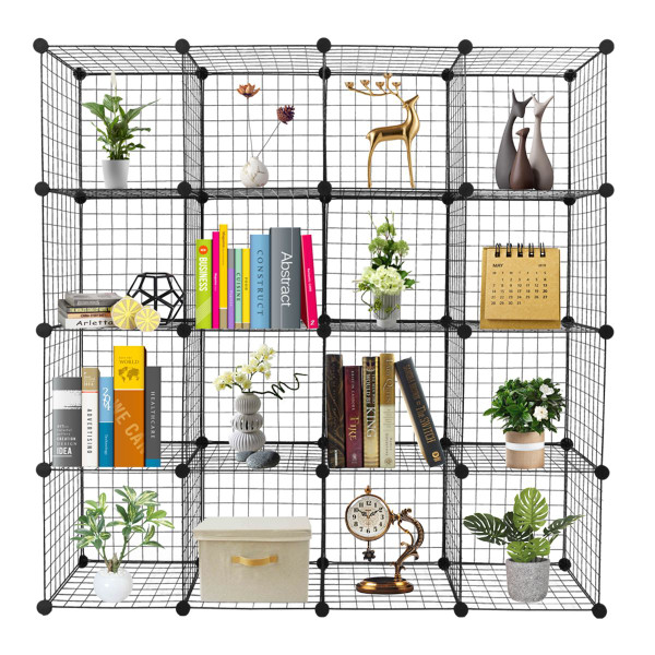 16-Cube Stackable Metal Grid Modular Shelves product image