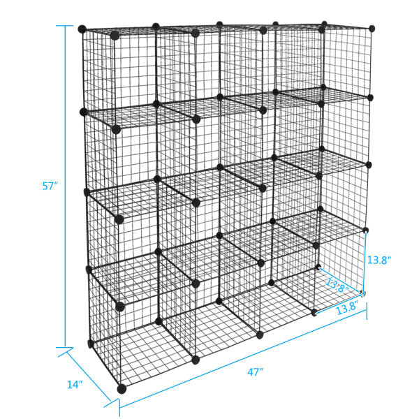 16-Cube Stackable Metal Grid Modular Shelves product image